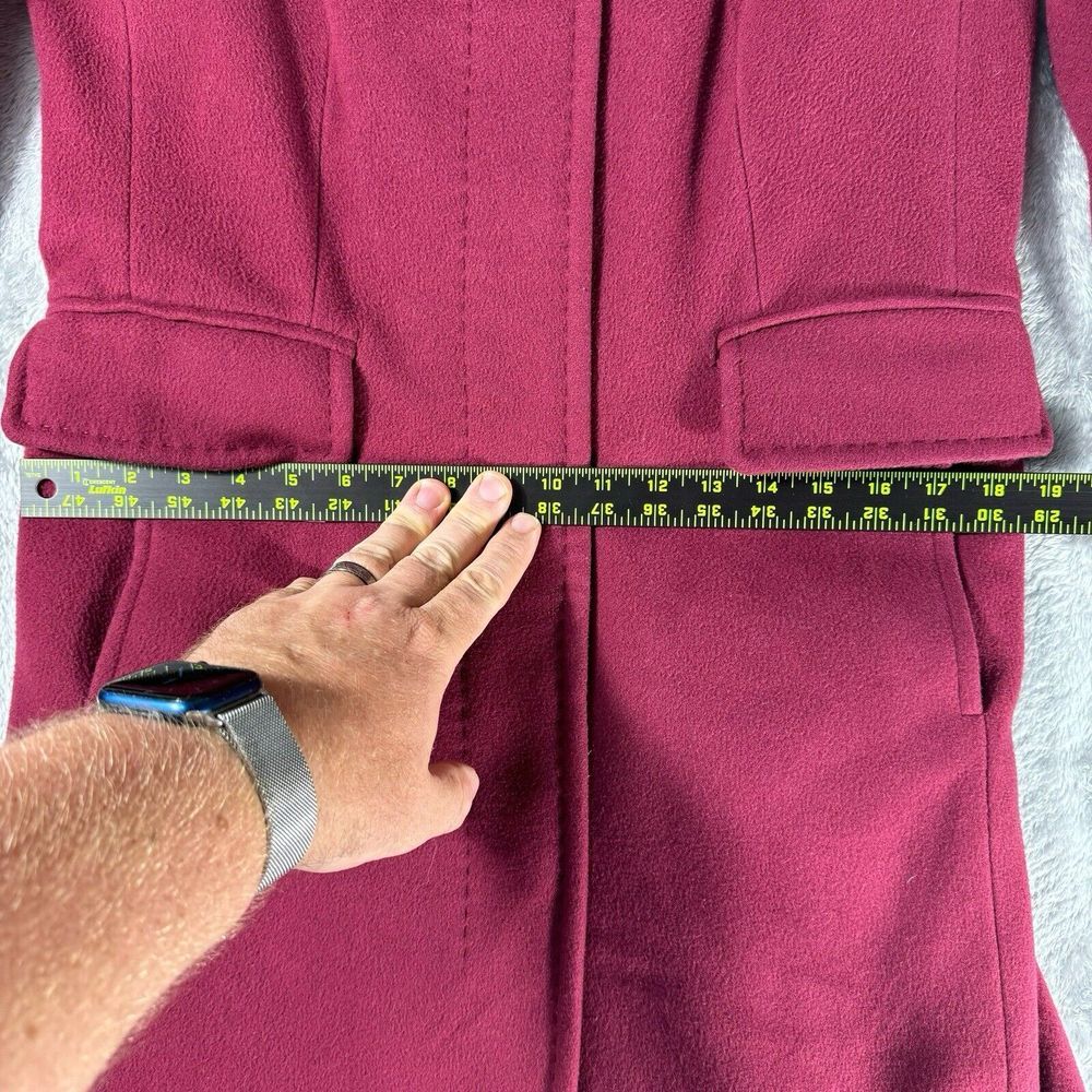 Lands End Wool Cashmere Blend Coat Womens 10 Red Burgundy City Girl Classic - Picture 5 of 10